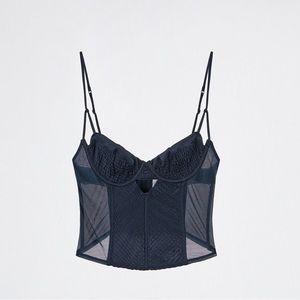 NWT Zara TOPSTITCHED SATIN EFFECT CORSET